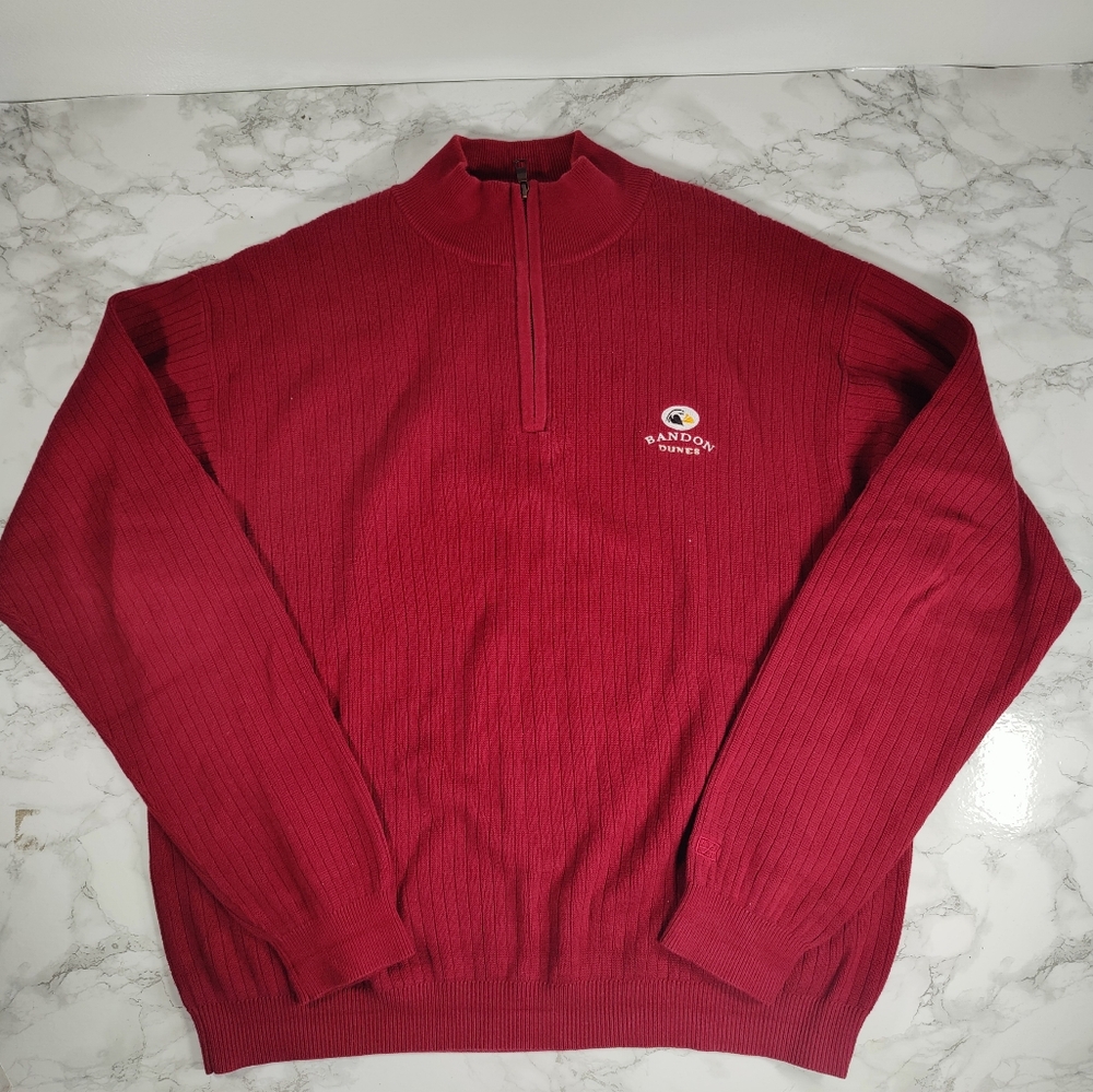 Cutter and Buck Bandon Dunes Req Sweater Quarter Zip Size Large